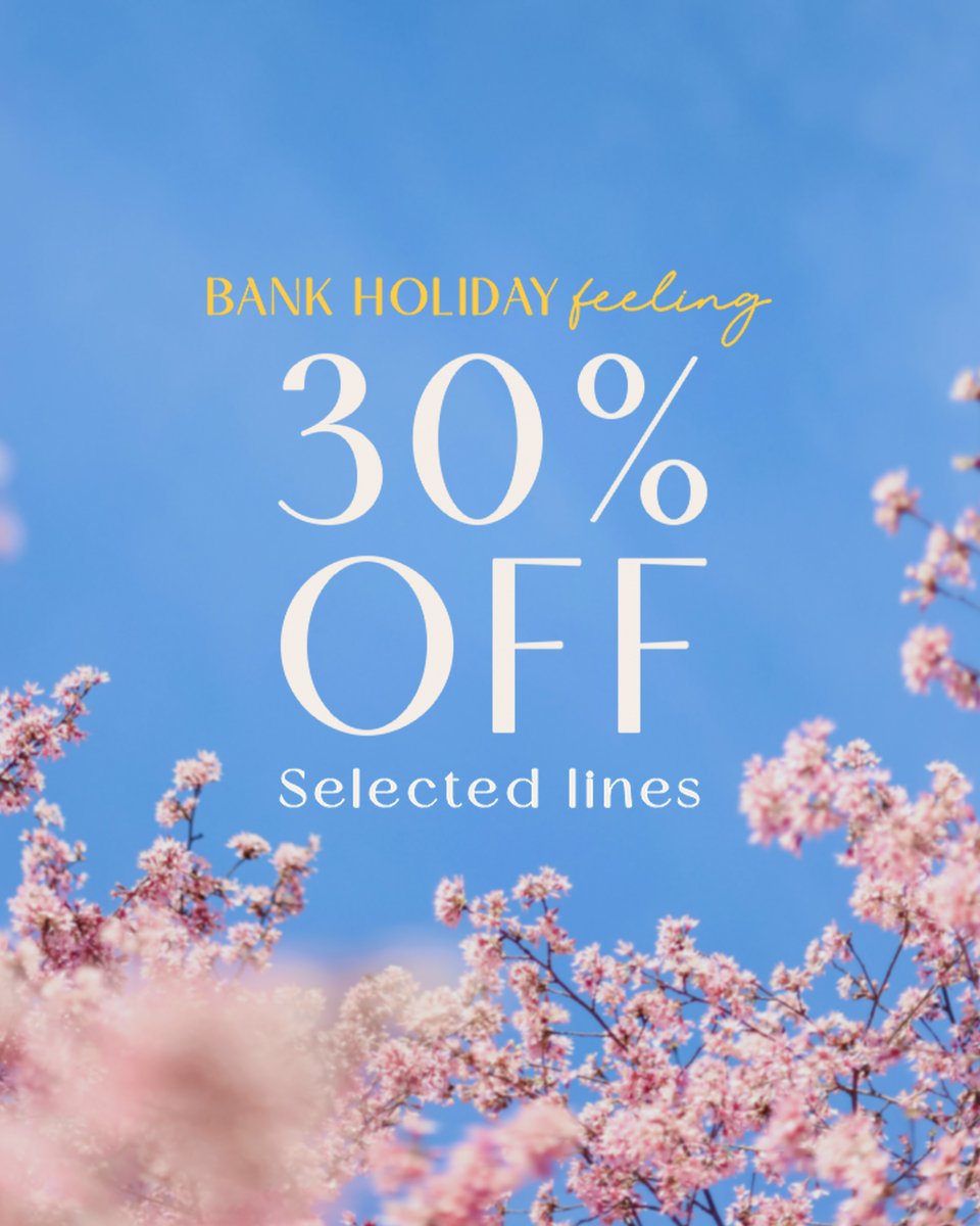 That Bank Holiday feeling… get your wardrobe set with 30% off selected styles, here for a limited time 🌸 >ow.ly/LMiz50RoY3k