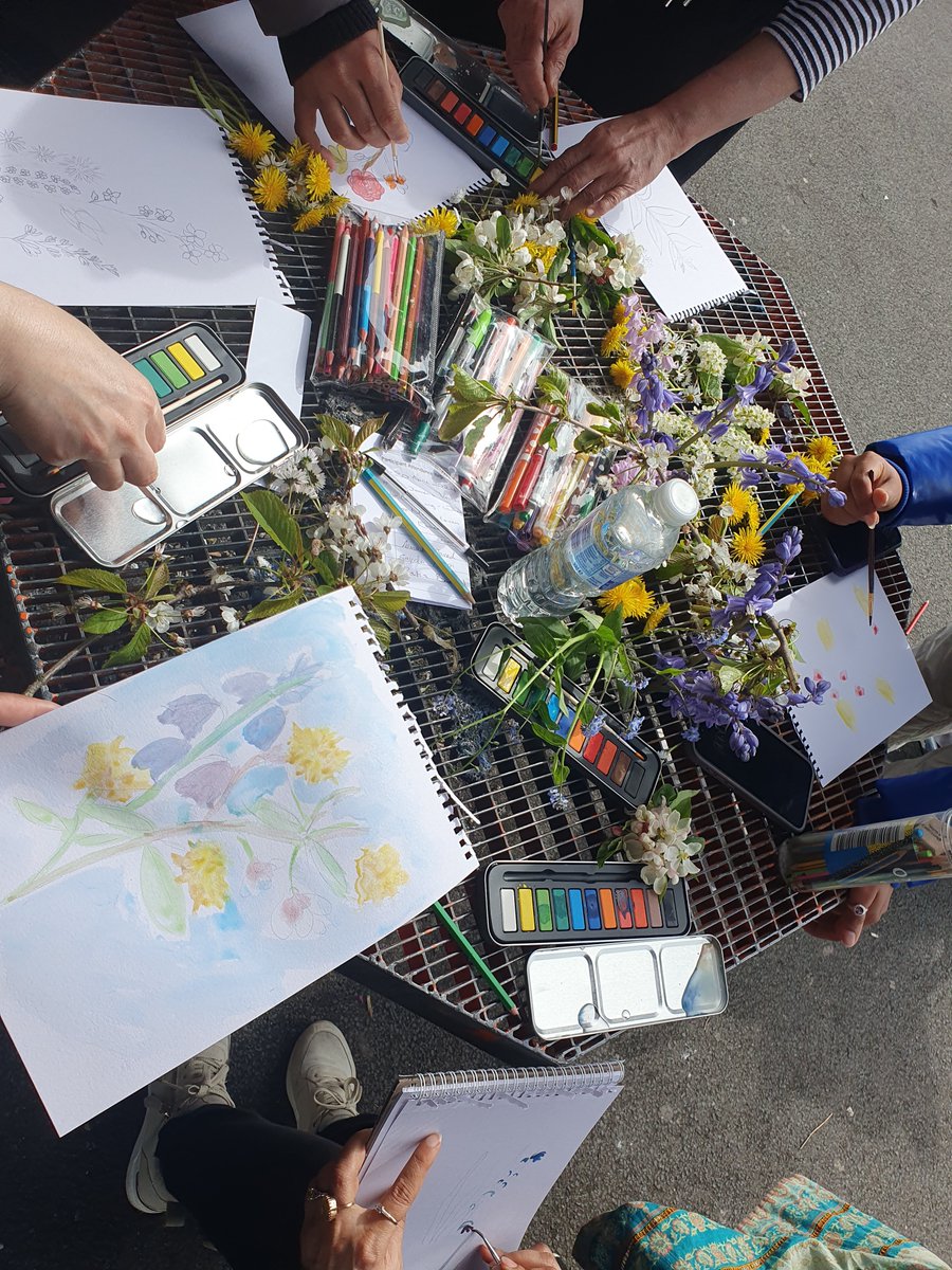 Watercolour painting session with @WomensVoicesMCR Walk x @afrocatsmcr at Longsight. #afrocats #art #creativeworkshop #artwork #painting #watercolour