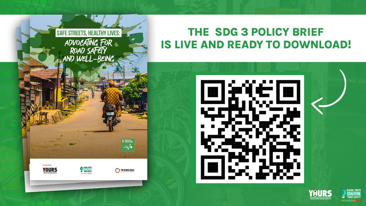 The SDG 3 Policy Brief on Road Safety and Health is LIVE and ready to download 📥 Road safety is closely tied to SDG3, extending beyond road fatalities and injuries to encompass factors like physical activity and related health issues Download here: claimingourspace.typeform.com/to/DiM7vbu5?ty…