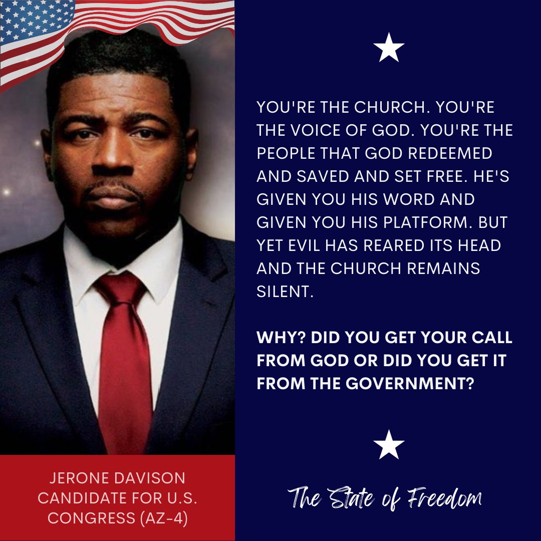 Jesus said 'Occupy Till I Come' Luke 19:13  
His is the Kingdom, The Power, and The Glory forever. Amen..  In all things serve the Lord. #jeronedavisonforcongress #AZCD4  

CHIP IN $10 -secure.anedot.com/davison/donate