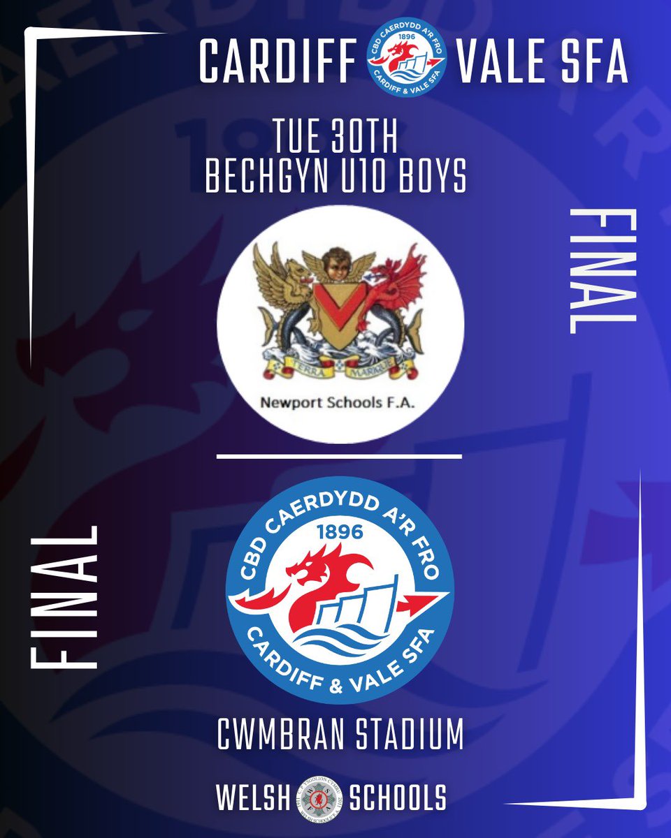 Pob lwc | Good luck to our U10 Boys in their @WSFA_InterAssoc Final versus @NewportFa this evening.

#SchoolCountyCountry 
@WelshSchoolsFA