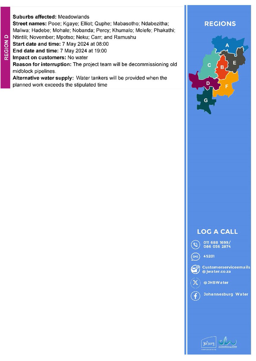 Daily water supply system status updates: Tuesday 30 April 2024 (Afternoon). ^X