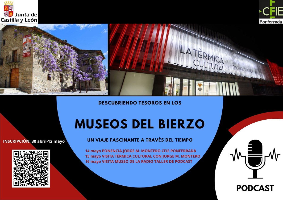 CFIE_Ponferrada's tweet photo. 🖼️Descubre con el @CFIE_Ponferrada cómo los museos de tu entorno pueden formar parte de tu maleta de recursos
Curso DESCUBRIENDO TESOROS EN LOS MUSEOS DEL BIERZO: UN VIAJE FASCINANTE A TRAVÉS DEL TIEMPO
14 MAY a 16MAY
Inscripción hasta 12 mayo
🖊️https://t.co/BSAibIJNjE https://t.co/nNprTVgles