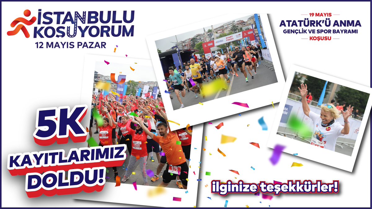 5K Kayıtlarımız DOLDU! Yoğun İlginize Teşekkürler! 12 Mayıs’ta Üsküdar’da, 19 Mayıs Atatürk’ü Anma, Gençlik ve Spor Bayramı’nı koşarak kutlamak için 10K Kayıtlarımızda SON 10 GÜN!🎉🎉 Detaylı bilgi ve kayıt için istanbulukosuyorum.istanbul linke tıklayabilirsin! #Spor #İstanbul…