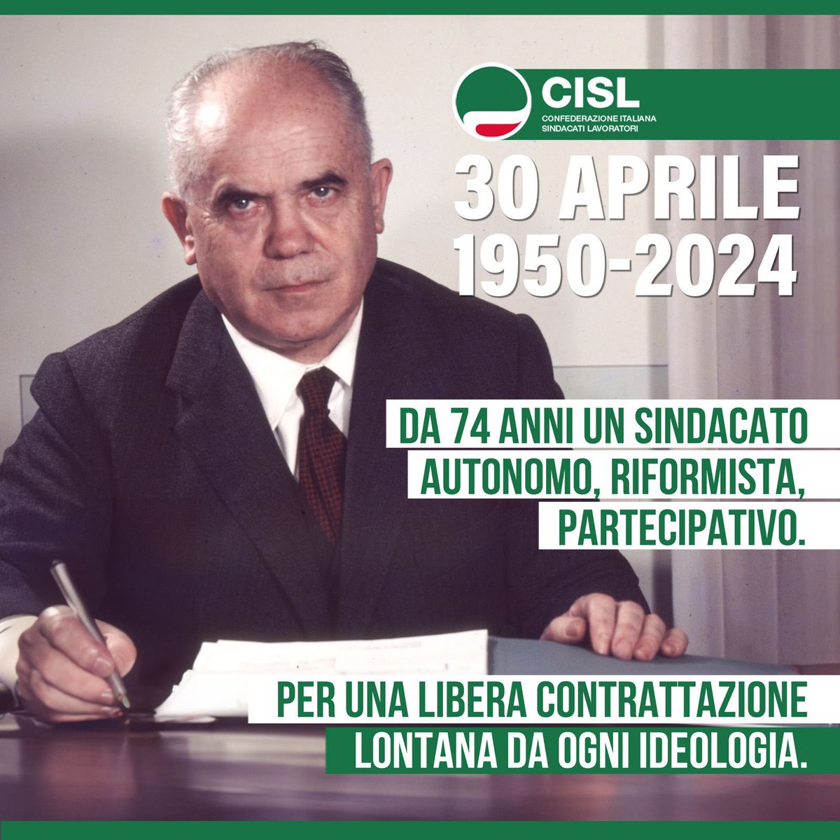 FitCisl's tweet photo. #30aprile Buon compleanno @CislNazionale
 C’e sempre più bisogno di un #sindacato contrattualista, riformista,autonomo,partecipativo, che ogni giorno, con rinnovato entusiasmo e responsabilità, è impegnato per assicurare più tutele a #lavoratrici e #lavoratori https://t.co/XFN49AfTWm