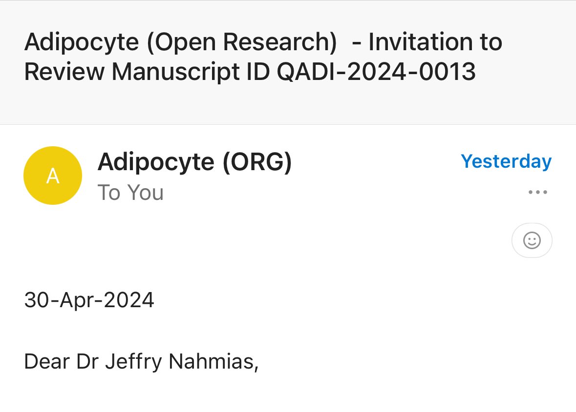 Dear mom,

I finally made it big as an academic trauma surgeon being an invited reviewer for predatory journal adipocyte.