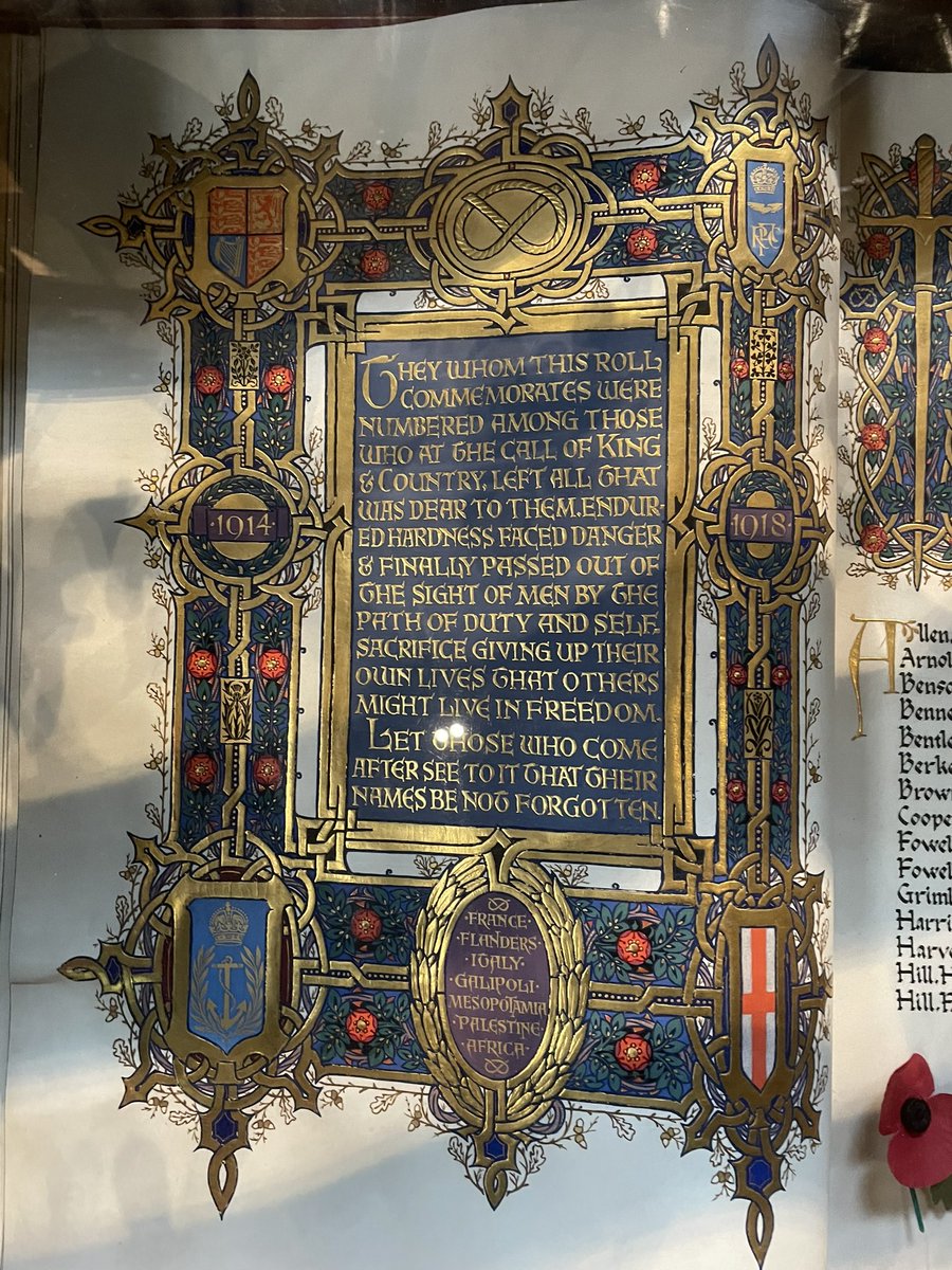 A page of the hand illuminated book of remembrance, Lichfield cathedral.