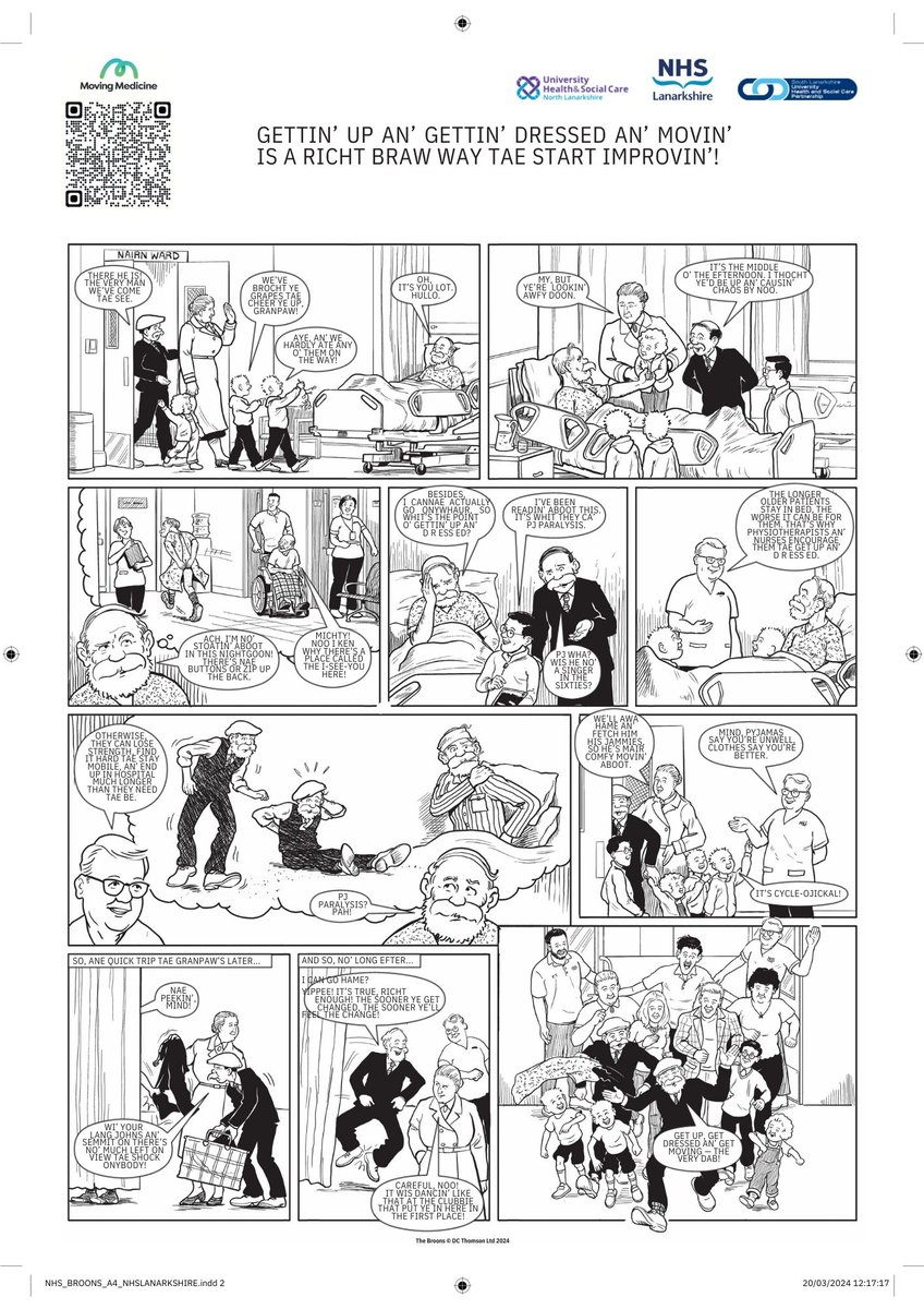 Here is the first in the series of the specially-written 'The Broons' comic strips entitled 'Gettin' up an' gettinn' dressed an' movin' is a richt braw way hae start improvin'!' 

For further info, visit: nhslanarkshire.scot.nhs.uk/news-jings-cri…