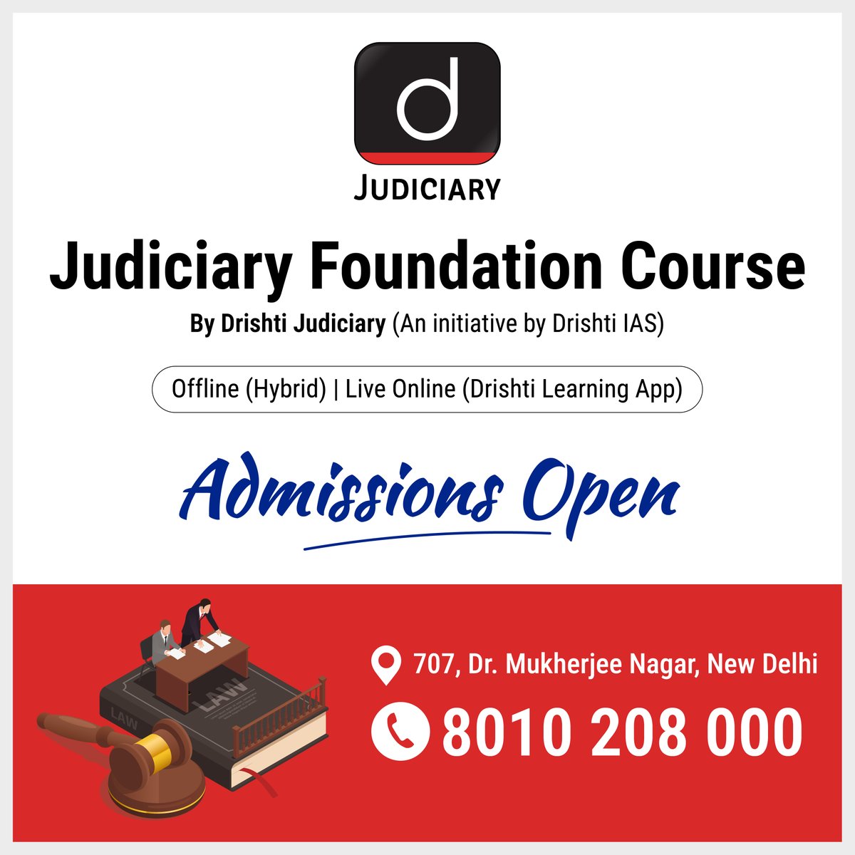 #DrishtiJudiciary (An #Initiative by #DrishtiIAS) announces its First #JudiciaryFoundationCourse! 

#SpecialDiscounts available on early registrations! 
Book your seat drishti.xyz/Registration-J… 
Request a call back drishti.xyz/Callback-Judic… 
 
#JudicialServices #NewBatch #TeamDrishti