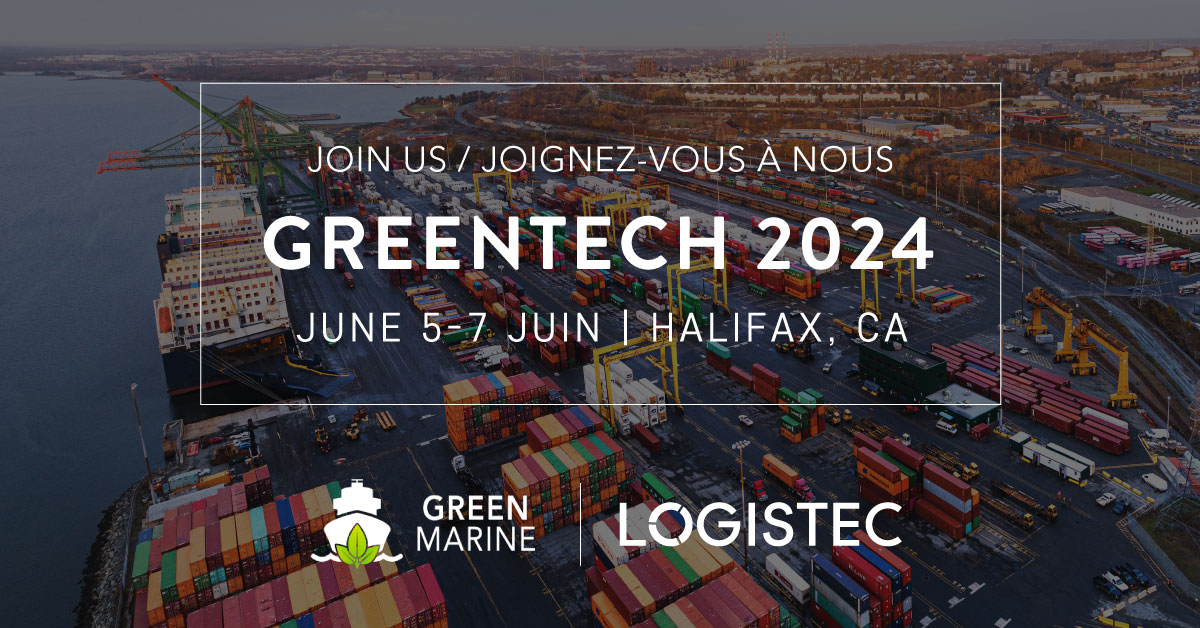 LogistecGroup's tweet image. Fiers d’être partenaires OR à #GreenTech2024, l&apos;événement phare de l&apos;innovation verte dans le domaine maritime, du 5 au 7 juin à Halifax, en Nouvelle-Écosse 📍LOGISTEC demeure à l’affût des dernières avancées en matière d’environnement et de transport maritime durable.