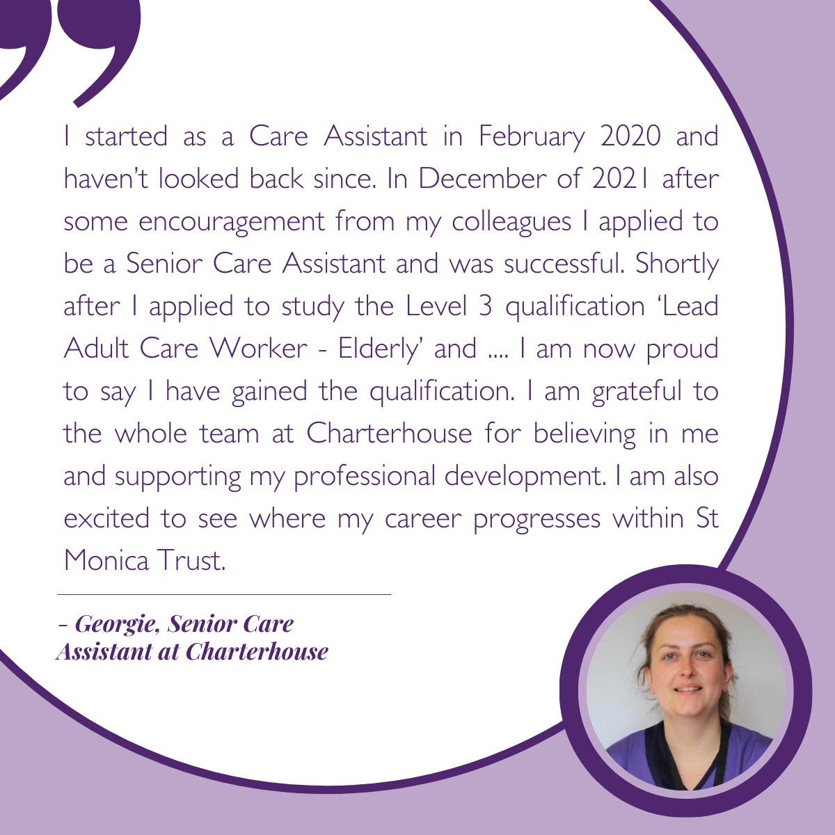 As part of #CelebratingSocialCare this month, Georgie, a Senior Care Assistant at our Charterhouse care home shares her story.