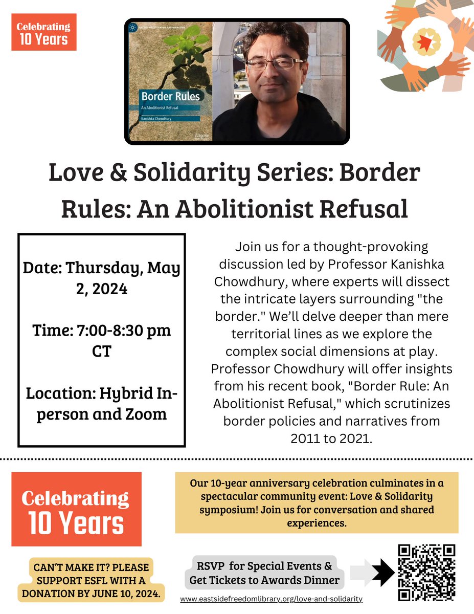 This Thursday the @ESFLibrary is hosting Border Rules: An Abolitionist Refusal with Kanishka Chowdhury, @irpinaingiro, Ryan Perez and Saengmany Ratsabout. More info at eastsidefreedomlibrary.org/events/love-so…