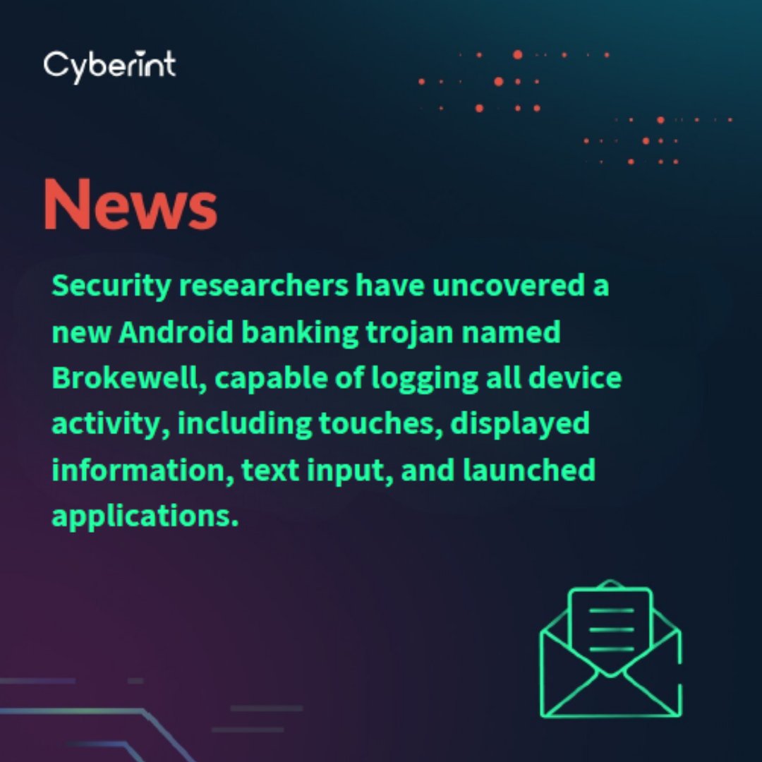 📱Researchers have uncovered a new Android banking trojan named Brokewell, capable of logging all device activity, including touches, displayed information, text input, and launched applications. Get all the details and much more in our full report: bit.ly/3Qp6tVa