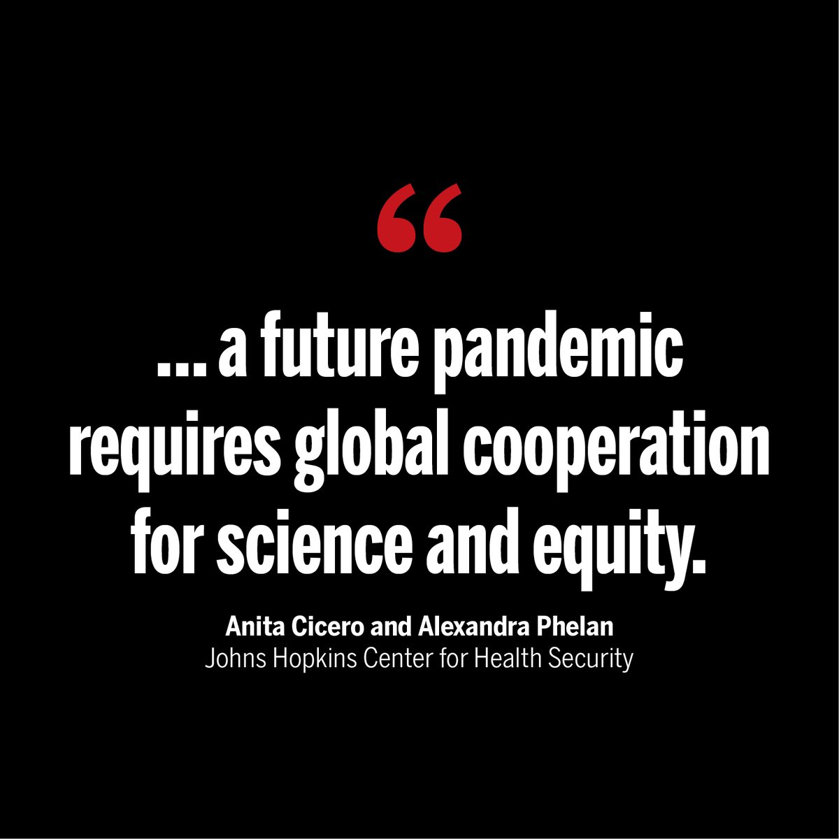 'The certainty of a future pandemic requires global cooperation for science and equity. [WHO member states] have an opportunity to lay a solid foundation that supports this ideal,' write Anita Cicero and @alexandraphelan in a new #ScienceEditorial. scim.ag/6MD