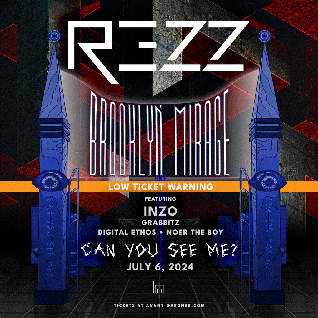 Limited tickets remain for REZZ's return to The Brooklyn Mirage with INZO, Grabbitz, Digital Ethos, & Noer The Boy on Saturday, July 6 ❤️‍🔥 Experience her brand new Can You See Me? album show → link.dice.fm/Mfac3c62b0d0