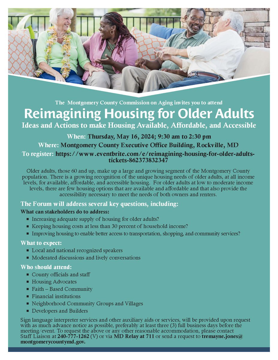 Join us for a discussion on shaping elder-friendly living spaces! 🌟 On May 16, we’re reimagining housing to fit the golden years. Be a part of crafting a future where affordability and access for our seniors is the norm, not the exception. More info: ow.ly/EwUy50RrtiG