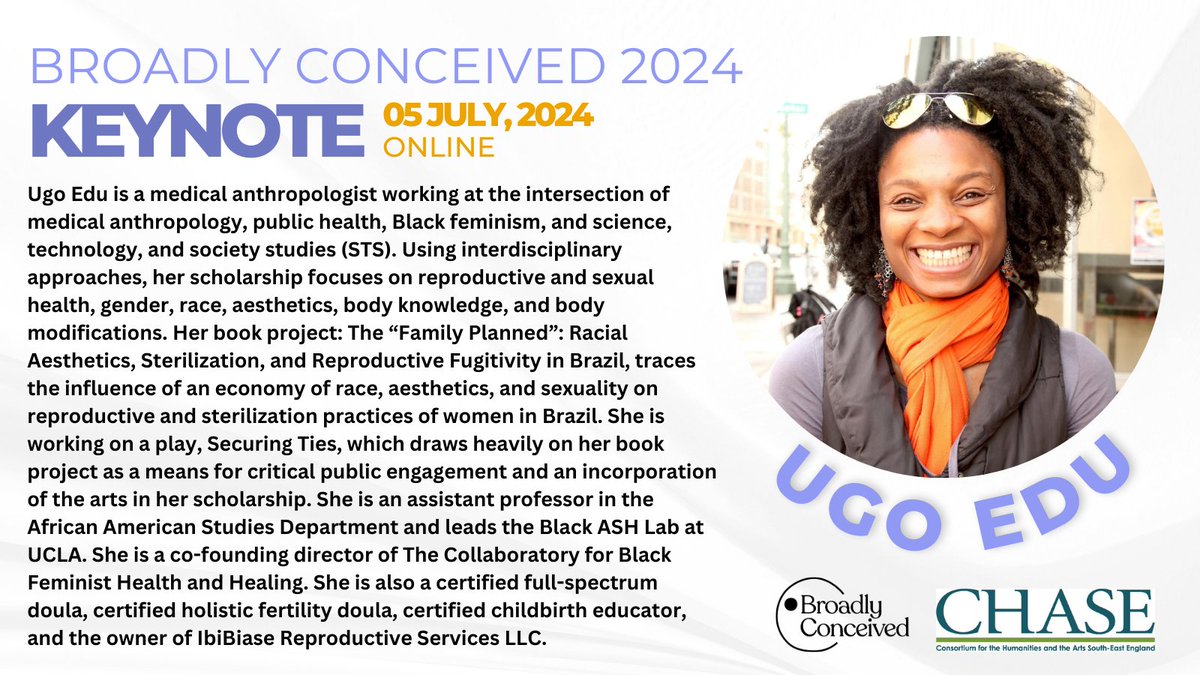🚨 KEYNOTE 🚨 Our first keynote speaker will be @ugo_edu from the African American Studies Department @UCLA. Ugo will be speaking with us online on 5 July 2024.
