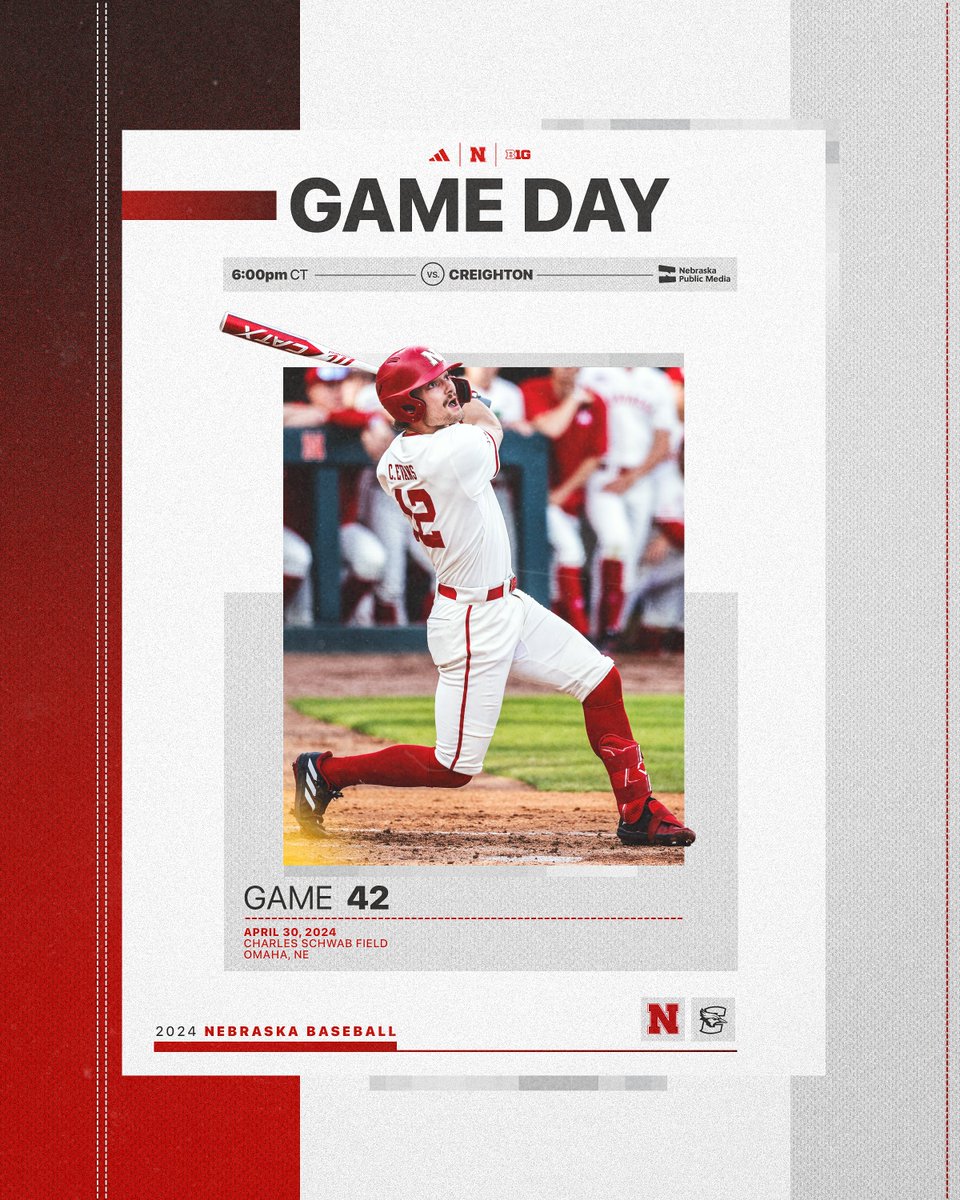 Game Day in downtown Omaha. 🆚: Creighton ⌚️: 6:00pm CT 📺: @NebPublicMedia 📻: @HuskersRadio
