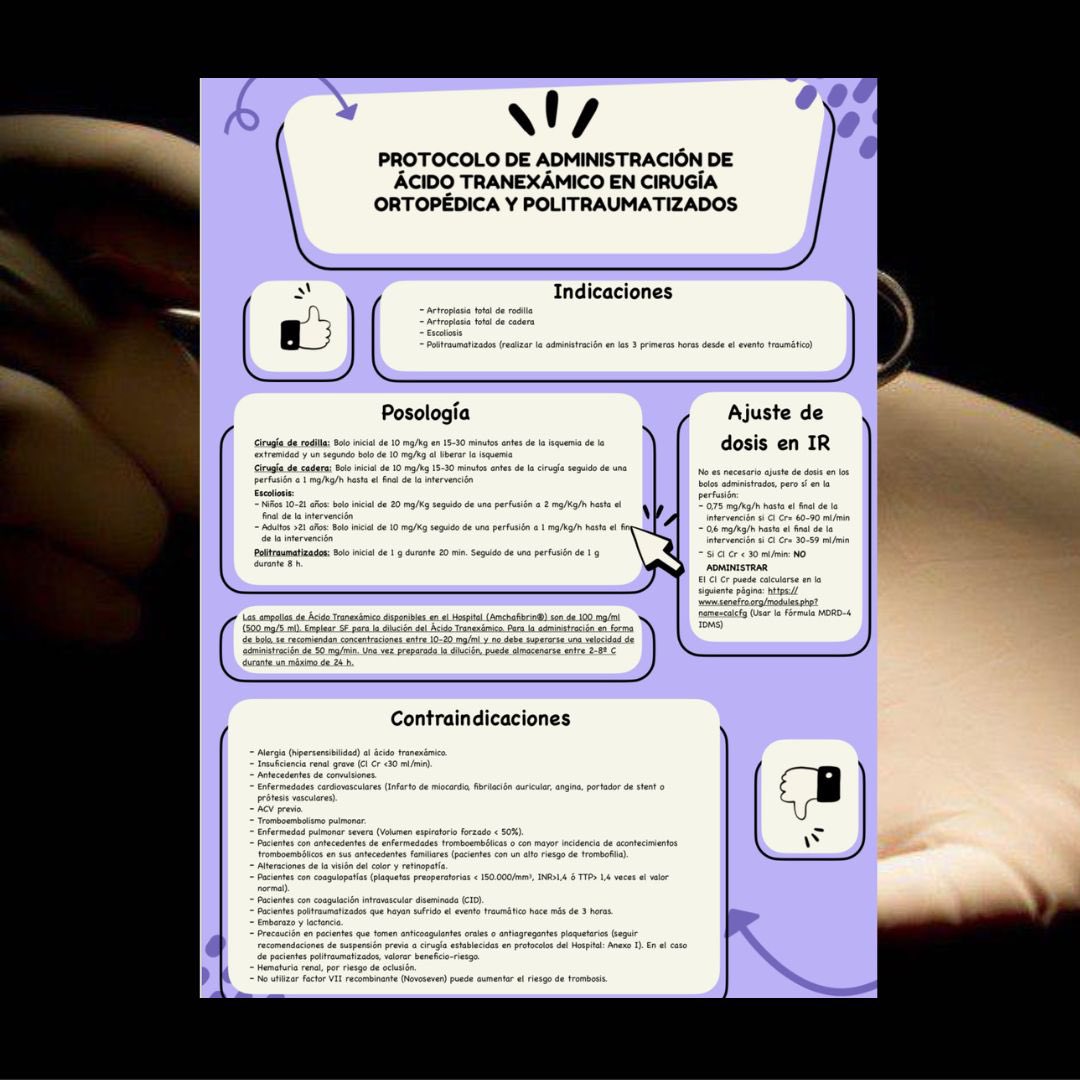Protocolo de administración de Ácido Tranexámico en cirugía ortopedica y politraumatizaos 

#EnfermerosQuirófanoAlcázar #GuíasQuirúrgicas 

drive.google.com/file/d/1EhTpxo…

<a href="/aeeq/">Aeeqzi3</a> <a href="/charo_79/">Charo Merino</a> <a href="/arubio12345/">Arubio12345</a>  <a href="/jjquesadaguzman/">Procedimientos en quirófano. Guía de preparación</a> <a href="/jvfa01/">enfermera_de_quirofano</a>