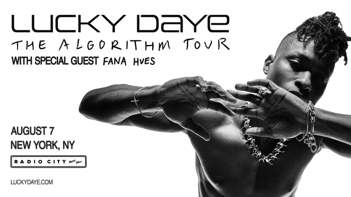 JUST ANNOUNCED: Lucky Daye will bring The Algorithm Tour with special guest Fana Hues to Radio City on Aug 7! Access presale tickets starting this Thu, May 2 at 10am with code SOCIAL. Tickets go on sale to the general public this Fri, May 3 at 10am.