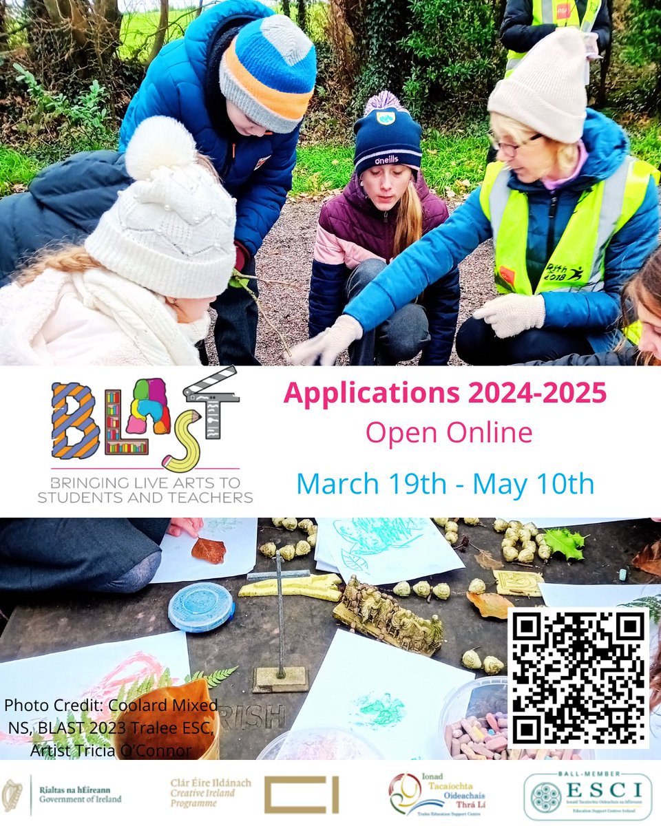 BLAST Arts & Creativity in Education Residency 2024/2025 applications are now open. Apply online here:  forms.gle/rHfJV7Rb3QeiJh… The closing date for receipt of applications is 10th May 2024. More details here: cesc.ie/projects-cesc/…