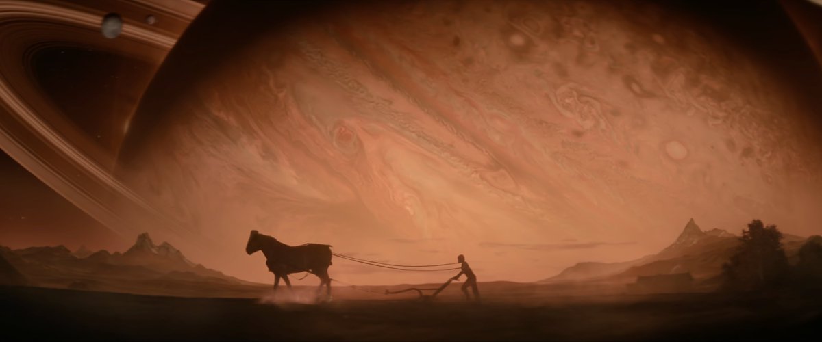 ClarkJoeDCEU's tweet photo. I really like this parallel between #RebelMoonPartOne and #RebelMoonPartTwo. Night vs day, alone vs together with the community, working the (empty) land vs collecting what she sowed, in the ground vs elevated. So many symbolisms for Kora's journey in the #RebelVerse. https://t.co/lJS7ObSfvZ