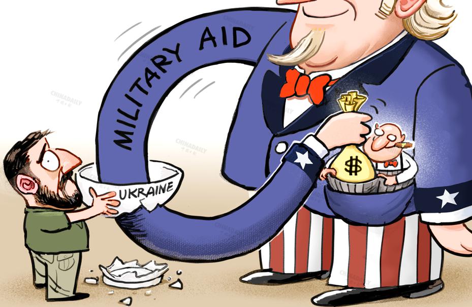 Peace efforts falter while #US sends military aid to #Ukraine Cartoon by Luo Jie from @ChinaDaily