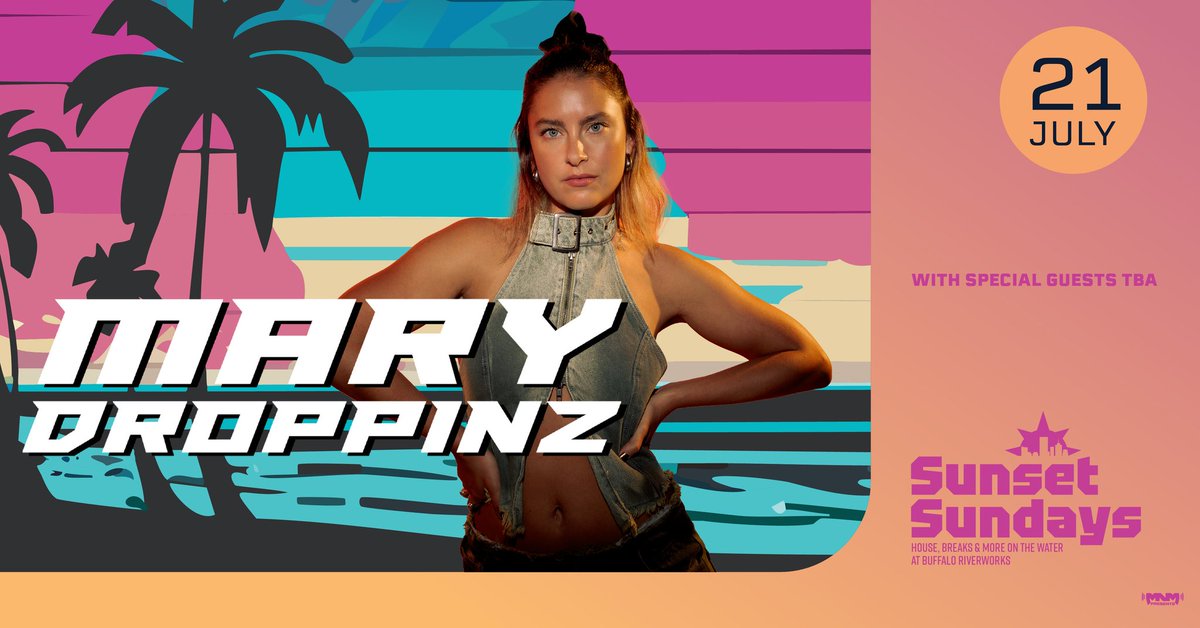 Sunset Sundays presents @marydroppinz July 21st 🏄‍♀️ House, breaks & acid from this rising queen of dance music! Season passes & more: eventlink.to/sunset24 🌊