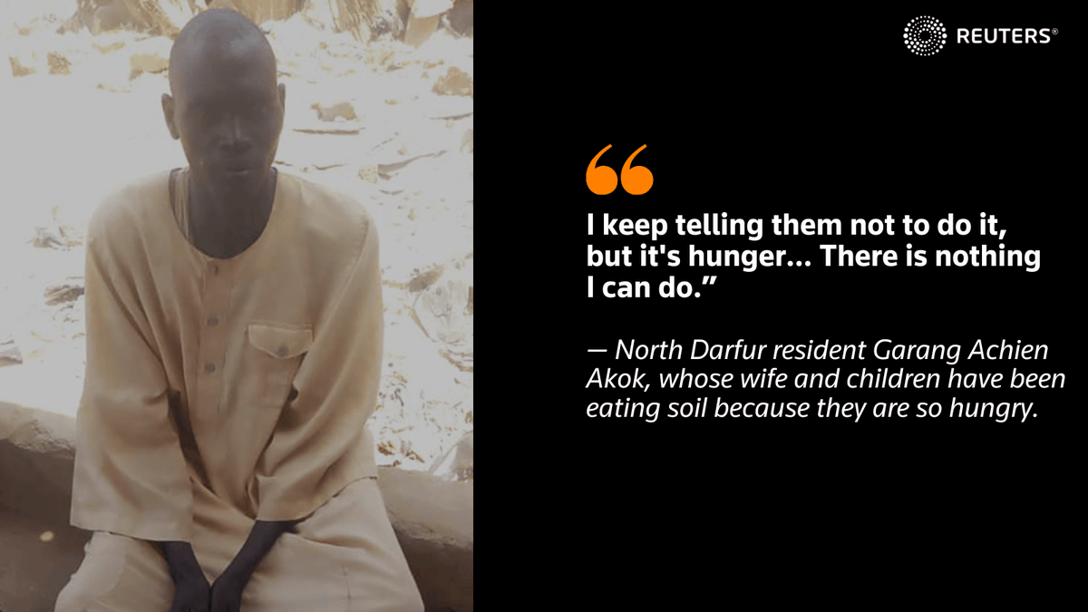 There is so little food in some areas of war-torn Sudan that people are taking extreme measures to survive. In the Al Lait refugee camp, they are eating dirt reut.rs/4aWoClo