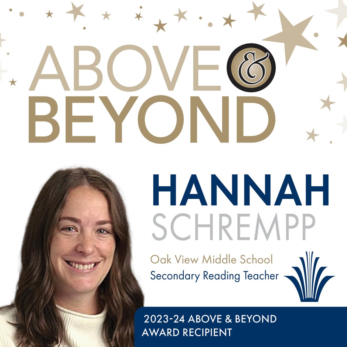 Congratulations to 2023-24 Above & Beyond Awards recipient: Hannah Schrempp! Schrempp strives to create a vibrant and inclusive classroom community where everyone feels seen, heard & genuinely loved. Read more about how Hannah has gone Above & Beyond: bit.ly/49DpH04