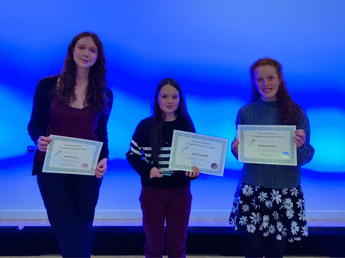 We are delighted to announce Iona Campbell, aged 12, as Worcestershire's Young Poet Laureate 2024! Congratulations are also in order for our two runners up, Bethany Lunney (age 14), and Olivia Harvey (age 17)! worcestershire.gov.uk/council-servic… #youngpoetlaureate #ypl24 @SevernArts