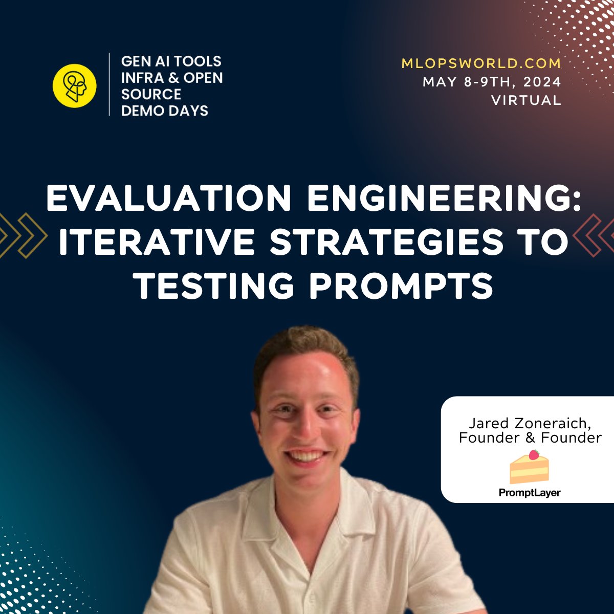 👉 Are your AI prompts truly delivering? Join @imjaredz, Founder of @promptlayer, at the MLOps Conference for his talk on 'Iterative Strategies to Testing Prompts.' Learn sophisticated evaluation techniques to enhance prompt effectiveness.