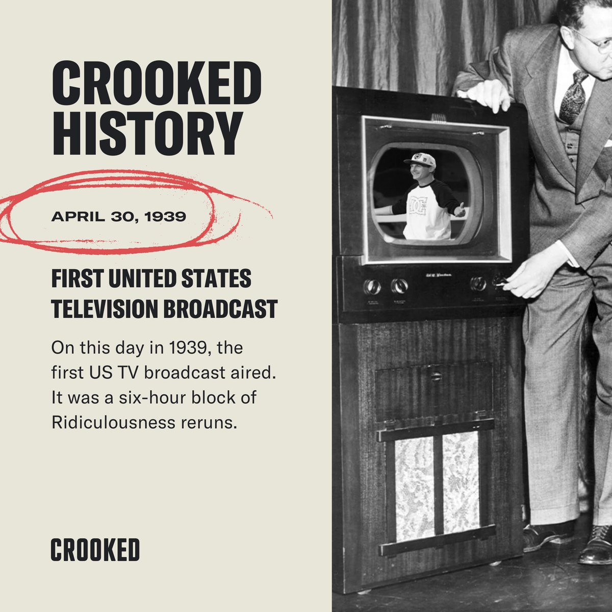 Before that, people had to listen to Ridiculousness on the radio.
#CrookedMedia #CrookedHistory #TV