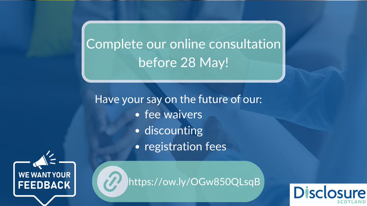 DisclosureScot's tweet photo. We’re looking at ways to provide discounting to those hit hardest by the current economic crisis. 

Take part in our fees consultation to share your views!

Find out more - https://t.co/SaFZNydxYL https://t.co/B9vbsRPFhB