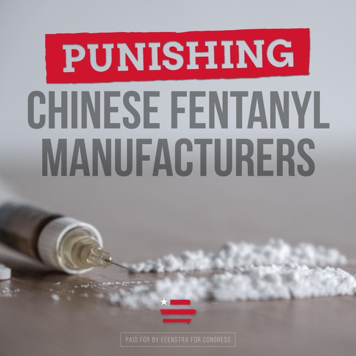 China is manufacturing deadly fentanyl that is shipped to Mexico and smuggled in through our open border. It’s unacceptable. I voted to impose sanctions on Chinese fentanyl manufacturers to punish these crooks for their crimes and keep our children and communities safe. #IA04