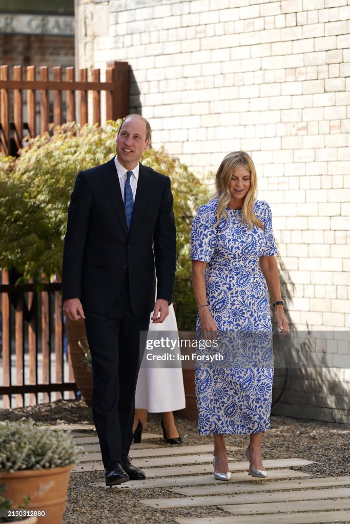 The Prince of Wales walks with Founder of James' Place, The Marchioness of Milford Haven, (R) in Newcastle upon Tyne today.

#DYK Clare's husband, The Marquess of Milford Haven is the second cousin to King Charles III through both of their fathers.

📸 Ian Forsyth/Getty Images