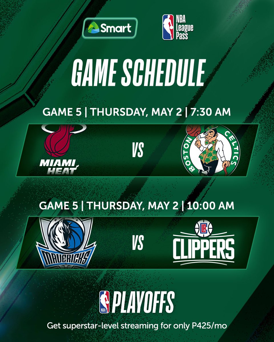 Catch Game 5s of the 1st round of #NBAPlayoffs! Find out if your favorite team makes the cut on NBA League Pass. Subscribe for only P425/mo. with Smart. #NBAonSmart Know more at smrt.ph/tw.nbalp