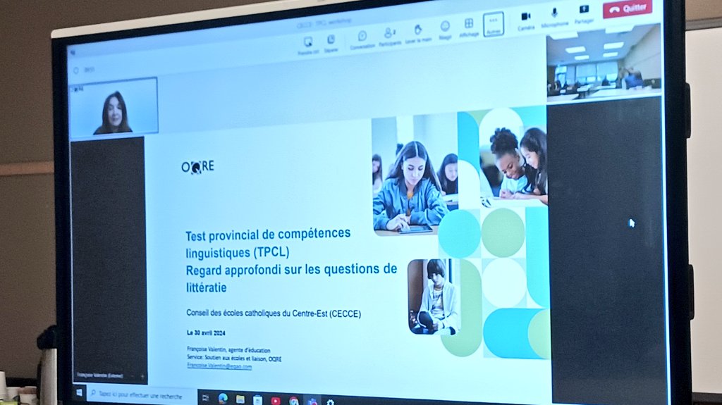 FVennePROF's tweet photo. TEST PROVINCIAL DE COMPÉTENCES LINGUISTIQUES 
Regard approfondi sur les questions de littératie. Présentation de Françoise Valentin, agente d'éducation https://t.co/zhZiXcZRRZ via @Oqre @ONeducation @ecolecatholique #TPCL #Ontario 🇧🇲

Réseau littératie du #CECCE
@ecolecatholique https://t.co/MsIRzDXki3