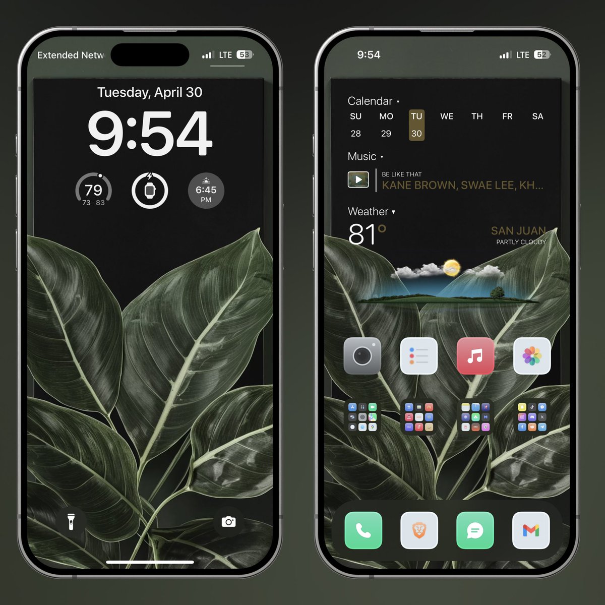 Tuesday setup with my Foliage wallpaper 🌿 Deluxe Widgy by @Zooropalg Deluxe iOS 17 Icons by @oxtfdsgn #MockupM by @SeanKly Wallpaper is FREE, get the set in the comments 🌱