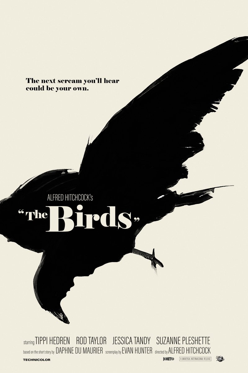 The next scream you'll hear could be your own. My alternative poster for Alfred Hitchcock's #TheBirds, starring Tippi Hedren (she's hidden in the poster, can you see it?). #movieposter #posterdesign #posterartist