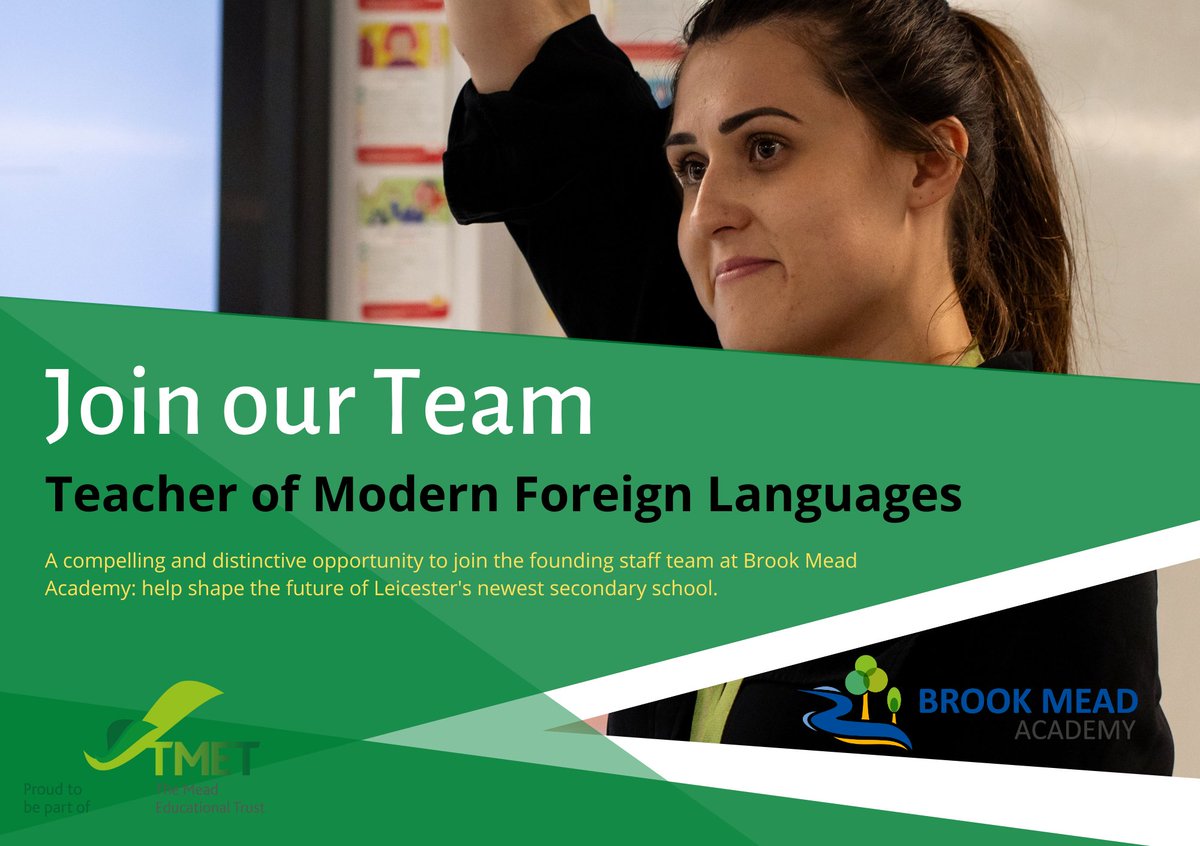 We have an exciting and unique opportunity at Brook Mead Academy for those who wish to join our growing team.     

Apply now: tinyurl.com/26xvdry4

#BuildingBetterFutures