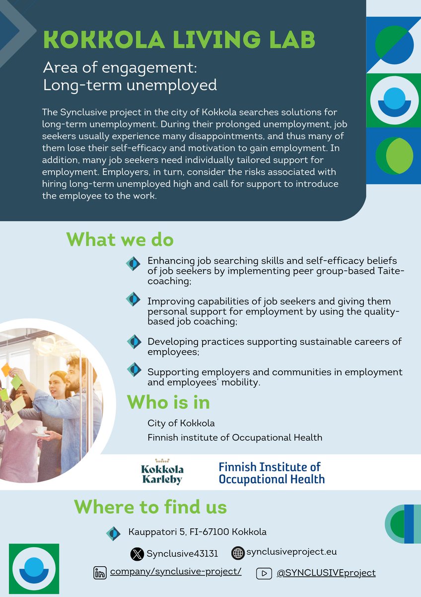 Next, we are presenting insights from the <a href="/KokkolaKarleby/">Kokkola Karleby</a> Living Lab, Finland! 🇫🇮 Dive into their area of engagement, understand their mission, and gain valuable insights into the dynamic labor market landscape. Look no further than the brochure attached below ⬇️ #SYNCLUSIVE