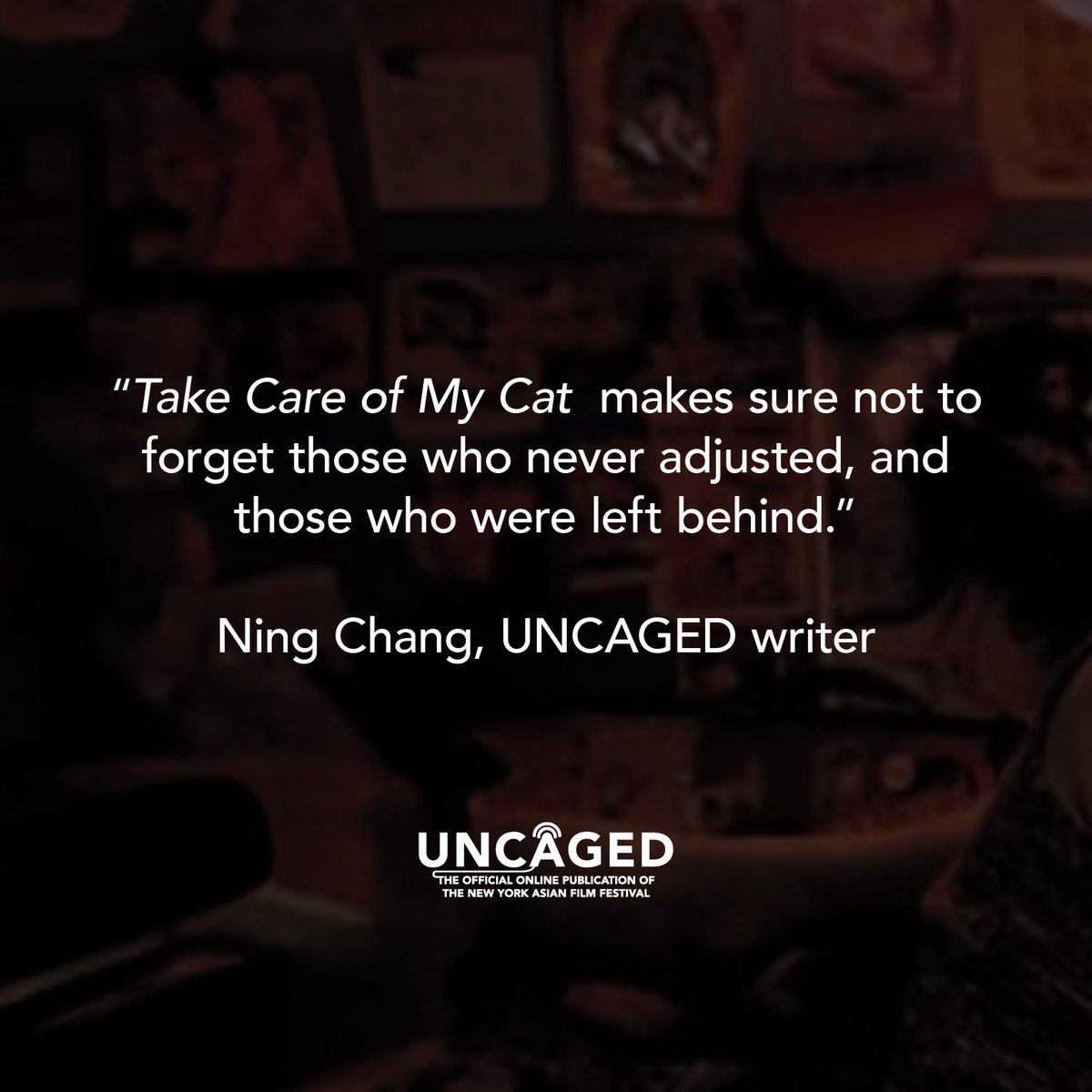 Check out this subtly observed South Korean film, “Take Care of My Cat,” one of Doona Bae’s early works. How does one’s life take shape amid rapid changes and then realize you’ve become unrecognizable? Read UNCAGED writer Ning Chang’s review here: bit.ly/4aQD3Yi
