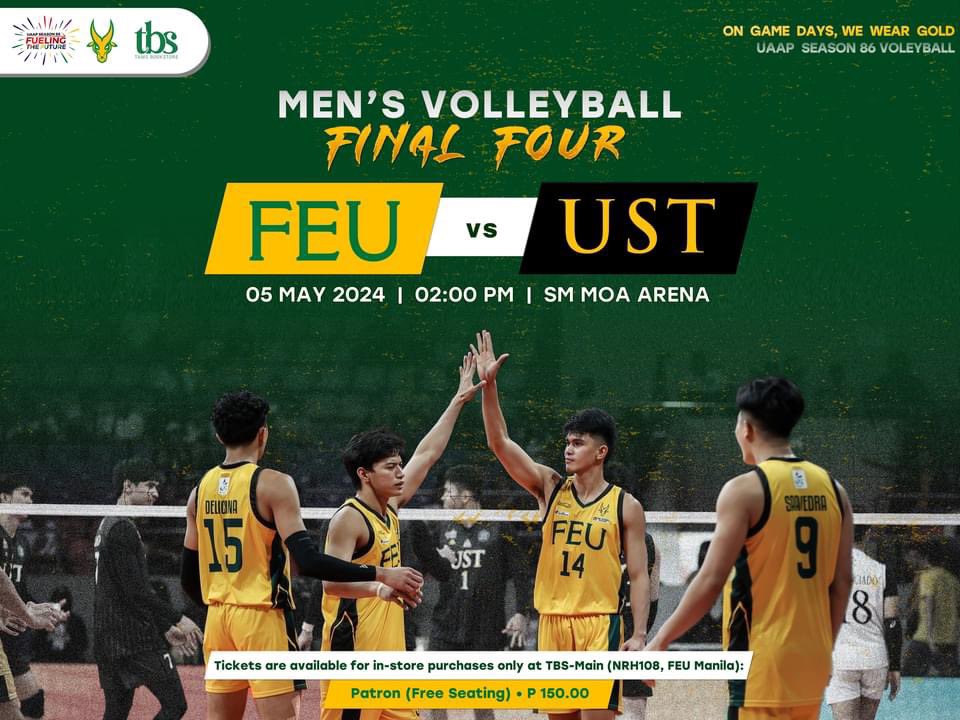 Ticket-selling advisory ‼️ 🔰 Saturday - FEU Lady Tams vs NU Patron: 400 Lowerbox: 300 Upperbox: 200 🔰 Sunday - FEU Tamaraws vs UST Patron (free seating): 150 Students and alumni may get their tickets in-person from the Tams Bookstore. #FEUHanggangDulo