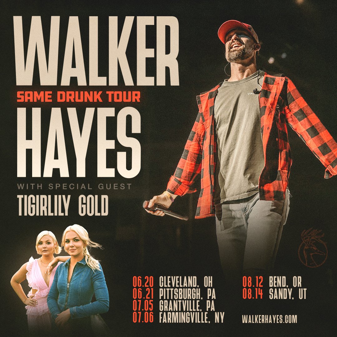 We can’t wait to join @walkerhayes on select dates on the #SameDrunk tour this summer!! Get your tickets now & we will see you on the road!!! 🫶🏻🎉🔥 Tickets: tigirlily.com
