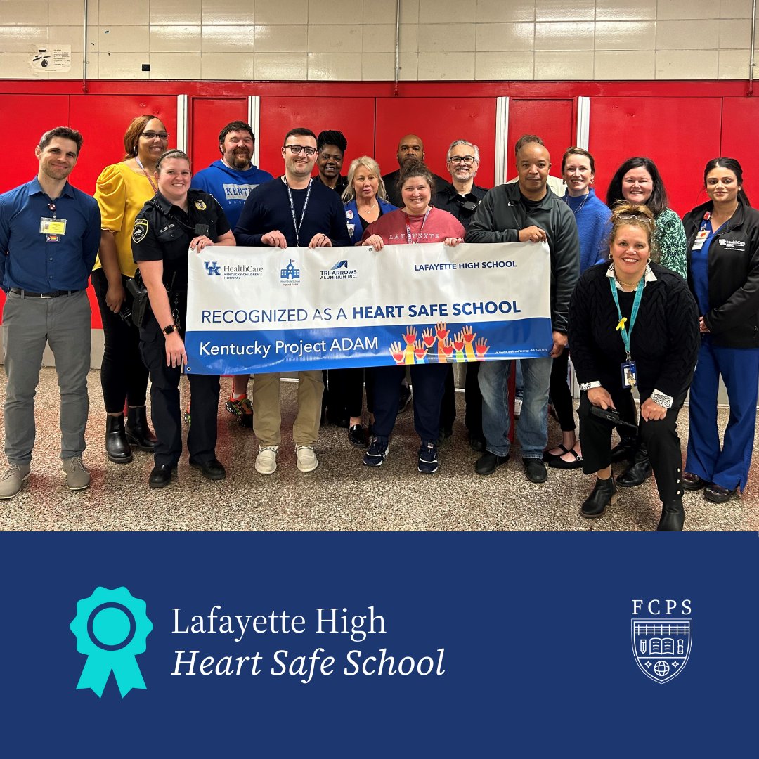 🎉 Shoutout to Lafayette High School for achieving the designation of a Project ADAM Heart Safe School, meaning people have a better chance of surviving a cardiac arrest on campus. ♥ Learn more at fcps.net/post-details/~…