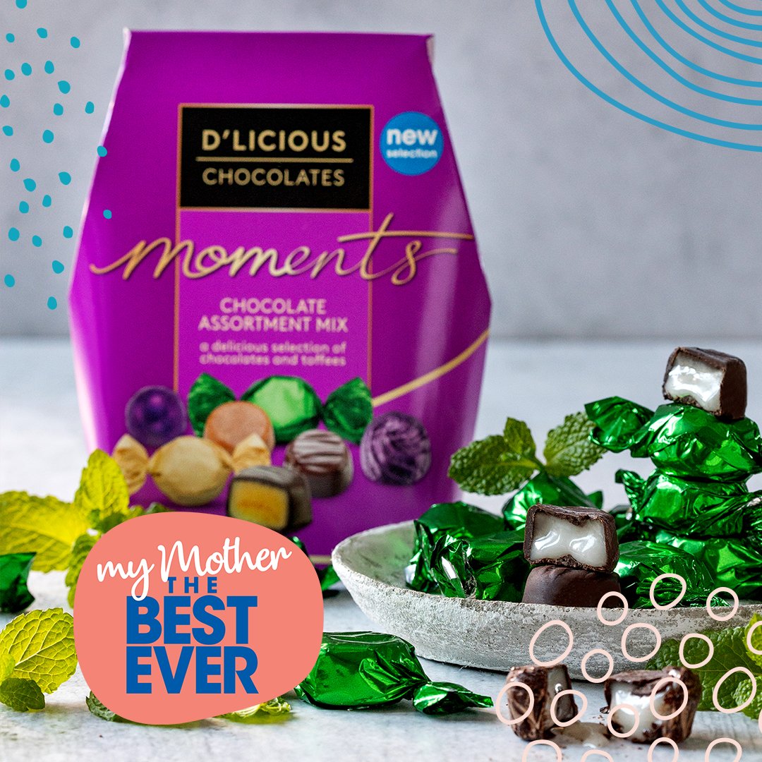 D'licious Milk Dark Peppermint Crème reminds you of the fun, laughter, and enjoyment your mom has brought to your life. ☺ D’licious Moments is available online or at a Clicks store near you. -> bit.ly/49Y8DSS #MothersDay #SpoilMom