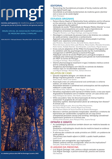 apmgf's tweet photo. Já está disponível para consulta e leitura a edição de Março/Abril de 2024 da Revista Portuguesa de Medicina Geral e Familiar! #rpmgf #apmgf https://t.co/UCvKpnWC64 https://t.co/DsoiOh93TM