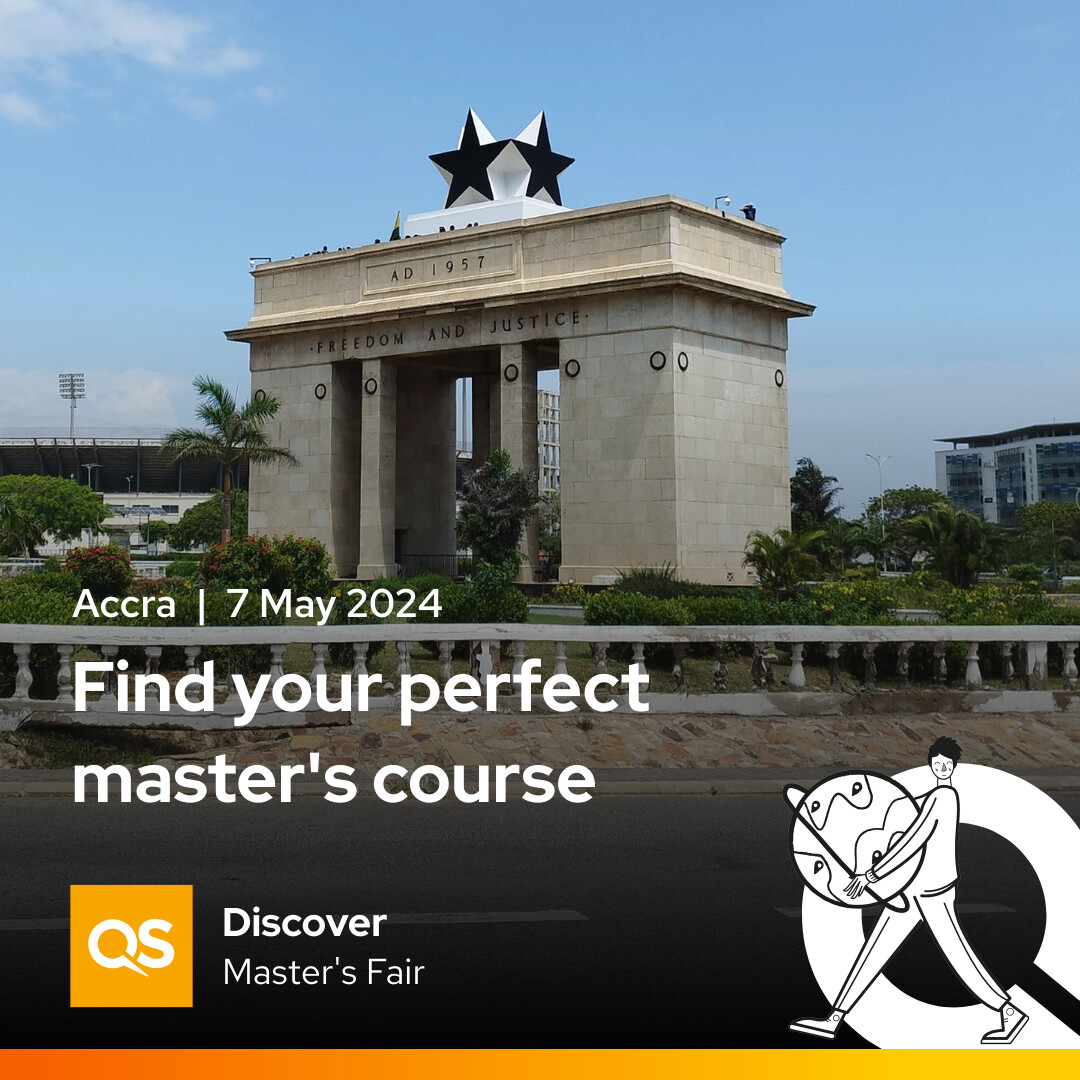 Find your perfect master's program in France! Join us at the #QSDiscover Master’s #Fair in Accra on May 7th from 6:30 PM - 9:00 PM – meet top global #universities, receive expert advice, and apply for exclusive #QSImpACT #scholarships. Register here:👇 🔗bit.ly/AccracampusFra…