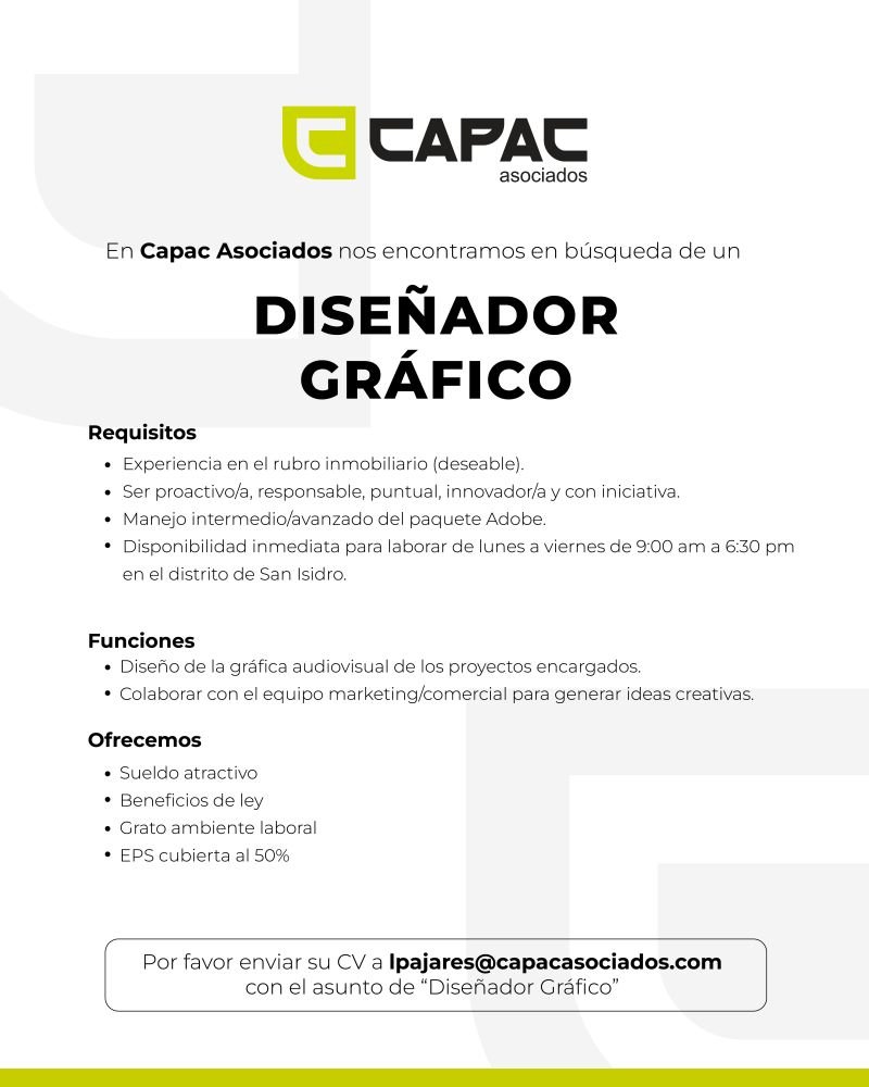 Oportunidad de empleo 🚀 #Peru #Lima #SanIsidro No olvides comentar, darle❤️y darle RT para que llegue a muchas más personas! #Siguenos y busca el hashtag #TalentproVzla ¡Tu próximo empleo podría estar a un tweet de distancia!